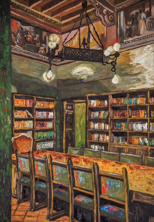 Palazzo Baldassini Roma biblioteca, 2014 , olio su tela, 70x100